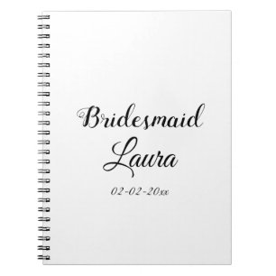 Simple minimal add name bridesmaid gift year notebook