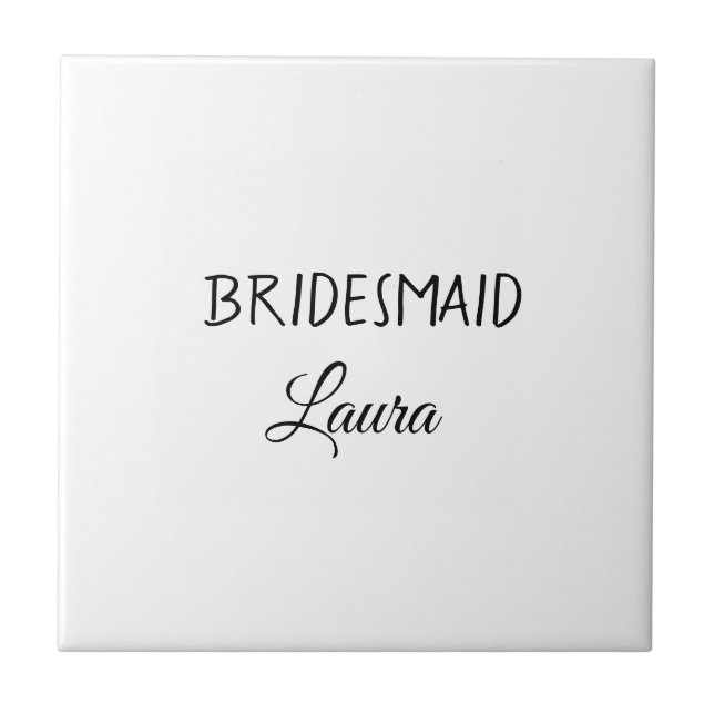 Simple minimal add name bridesmaid  gift year      tile (Front)