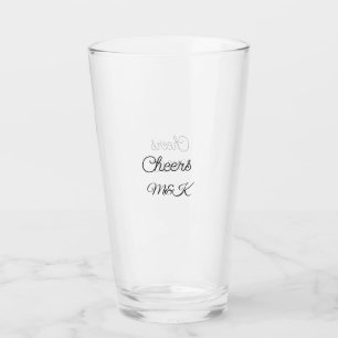 Simple minimal add name cheers couple name custom glass