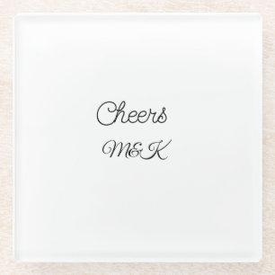 Simple minimal add name cheers couple name custom glass coaster