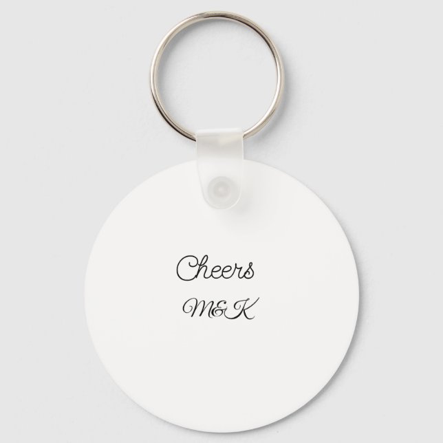 Simple minimal add name cheers couple name custom  key ring (Front)