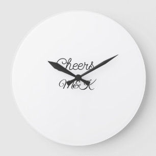 Simple minimal add name cheers couple name custom large clock