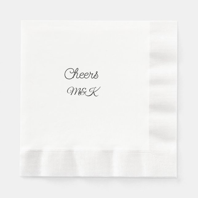 Simple minimal add name cheers couple name custom  napkin (Front)