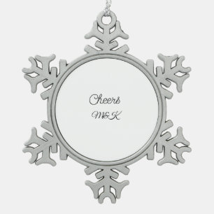 Simple minimal add name cheers couple name custom snowflake pewter christmas ornament