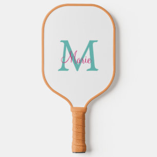 simple minimal add name monogram green pink blue t pickleball paddle