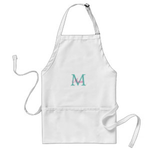 simple minimal add name monogram green pink blue t standard apron