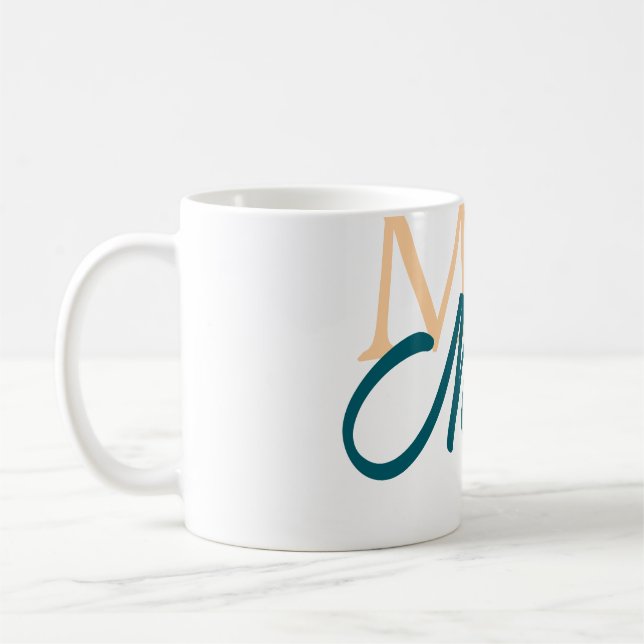 simple minimal add name monogram orange blue bold coffee mug (Left)