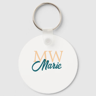 simple minimal add name monogram orange blue bold key ring