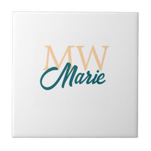 simple minimal add name monogram orange blue bold tile