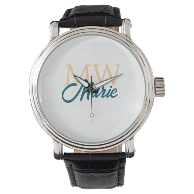 simple minimal add name monogram orange blue bold watch (Front)