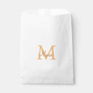 simple minimal add name monogram orange brown  thr favour bags