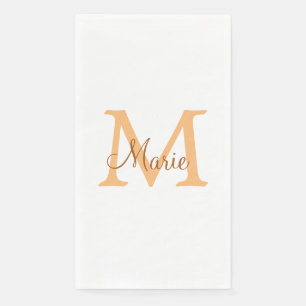 simple minimal add name monogram orange brown  thr napkin