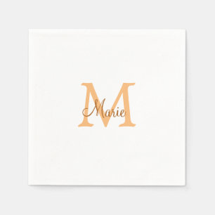 simple minimal add name monogram orange brown  thr napkin