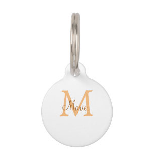 simple minimal add name monogram orange brown  thr pet tag