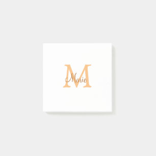 simple minimal add name monogram orange brown thr post-it notes