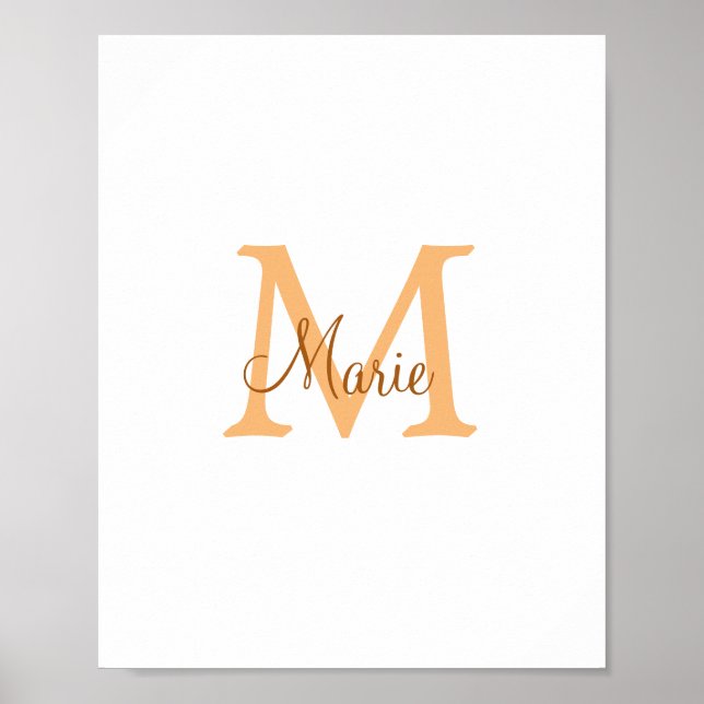 simple minimal add name monogram orange brown  thr poster (Front)
