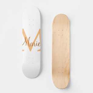 simple minimal add name monogram orange brown thr skateboard