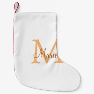simple minimal add name monogram orange brown thr small christmas stocking