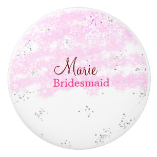simple minimal add name monogram pink bridesmaid   ceramic knob
