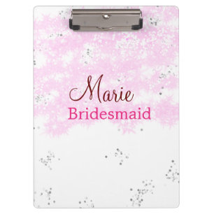simple minimal add name monogram pink bridesmaid clipboard