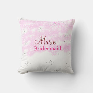simple minimal add name monogram pink bridesmaid  cushion