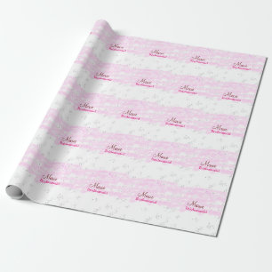 simple minimal add name monogram pink bridesmaid wrapping paper