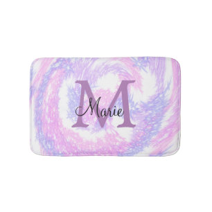 simple minimal add name monogram pink red glitter bath mat