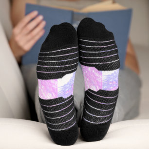 simple minimal add name monogram pink red glitter  socks