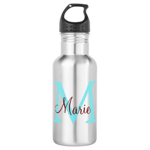 simple minimal add name monogram pink red throw 532 ml water bottle