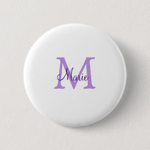 simple minimal add name monogram pink red   throw  6 cm round badge