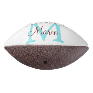 simple minimal add name monogram pink red throw american football