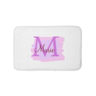 simple minimal add name monogram pink red throw bath mat