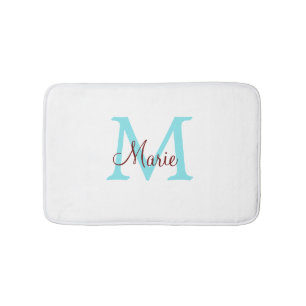 simple minimal add name monogram pink red   throw  bath mat