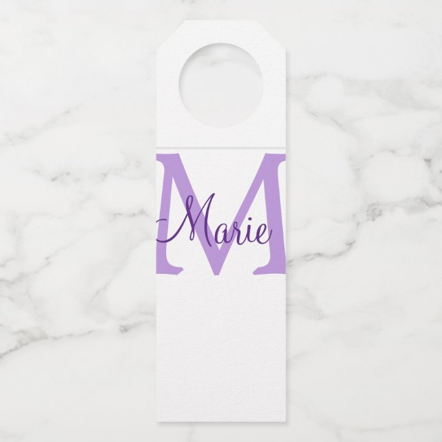 simple minimal add name monogram pink red   throw  bottle tag (Front)