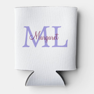 simple minimal add name monogram pink red throw can cooler
