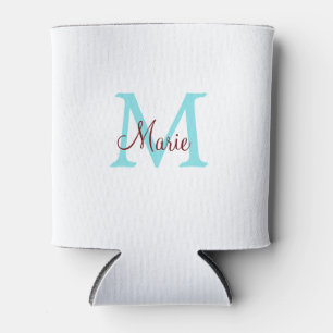 simple minimal add name monogram pink red throw can cooler