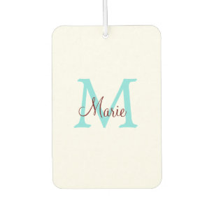 simple minimal add name monogram pink red throw car air freshener