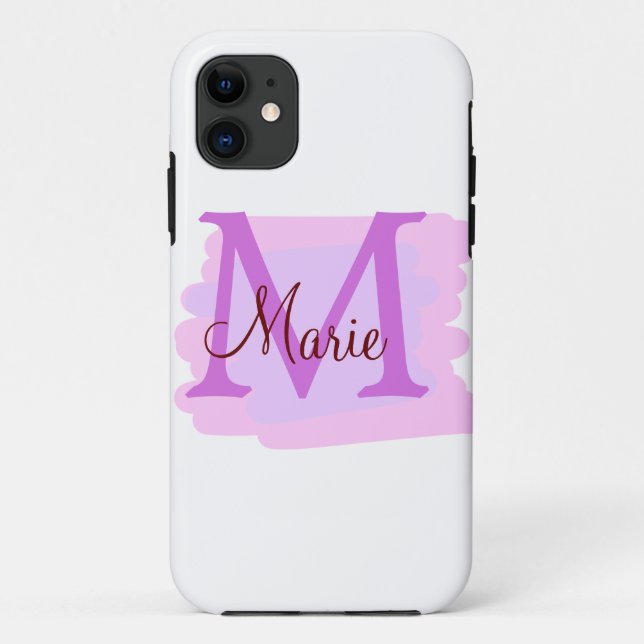 simple minimal add name monogram pink red   throw  Case-Mate iPhone case (Back)