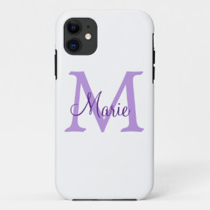 simple minimal add name monogram pink red throw iPhone 11 case