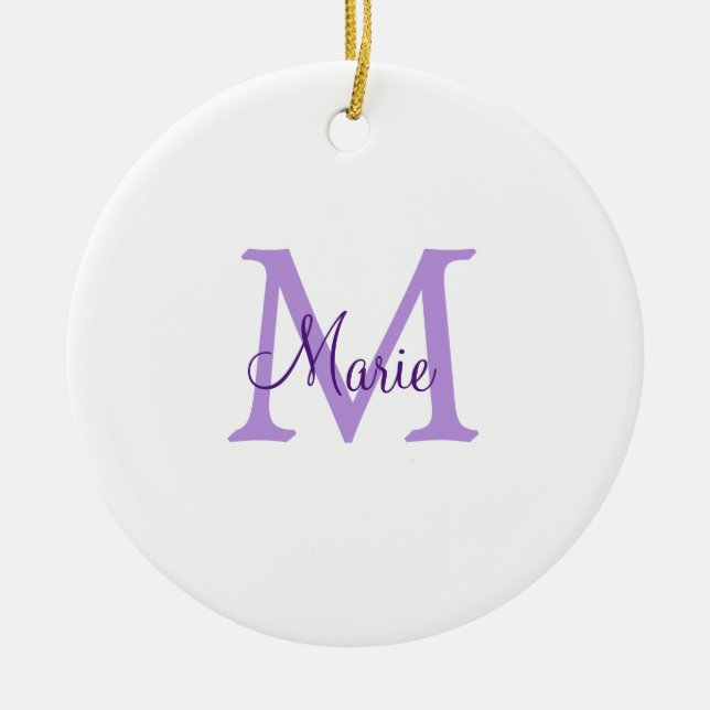 simple minimal add name monogram pink red   throw  ceramic tree decoration (Front)