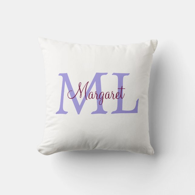 simple minimal add name monogram pink red   throw  cushion (Front)