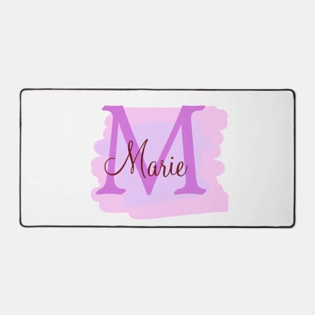 simple minimal add name monogram pink red   throw  desk mat (Front)
