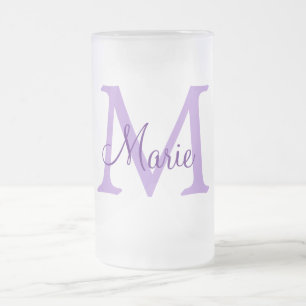 simple minimal add name monogram pink red throw frosted glass beer mug