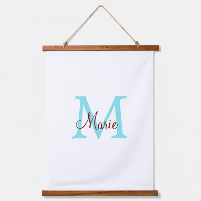 simple minimal add name monogram pink red   throw  hanging tapestry (Front)