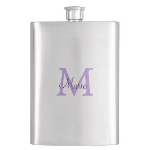 simple minimal add name monogram pink red throw hip flask