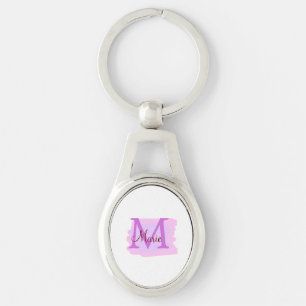 simple minimal add name monogram pink red   throw  key ring