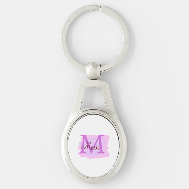 simple minimal add name monogram pink red   throw  key ring (Front)
