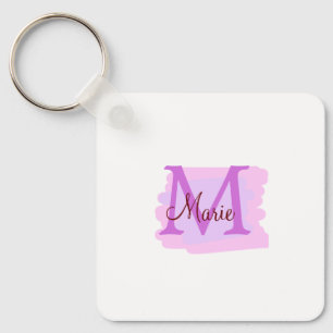 simple minimal add name monogram pink red   throw  key ring