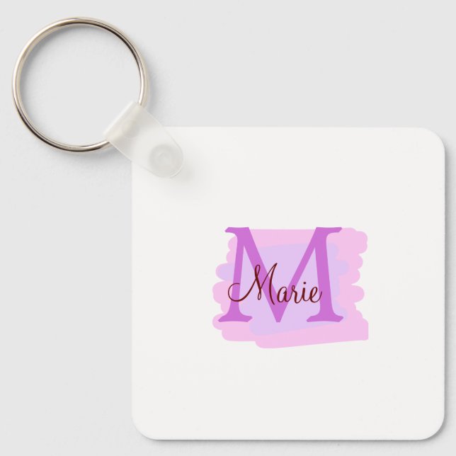 simple minimal add name monogram pink red   throw  key ring (Front)