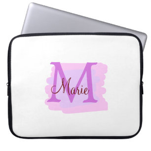 simple minimal add name monogram pink red throw laptop sleeve